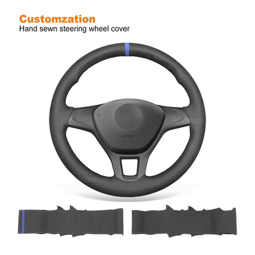 Hand sewn suede steering wheel - sewn,